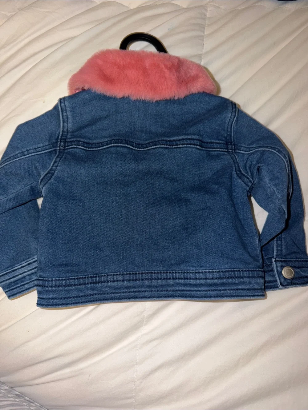 Denim Jacket Faux-Fur Collar Snap up Front Baby Girl Macy'